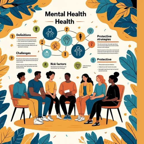 A diverse group of people engaging in a community wellness event, symbolizing collective mental health support