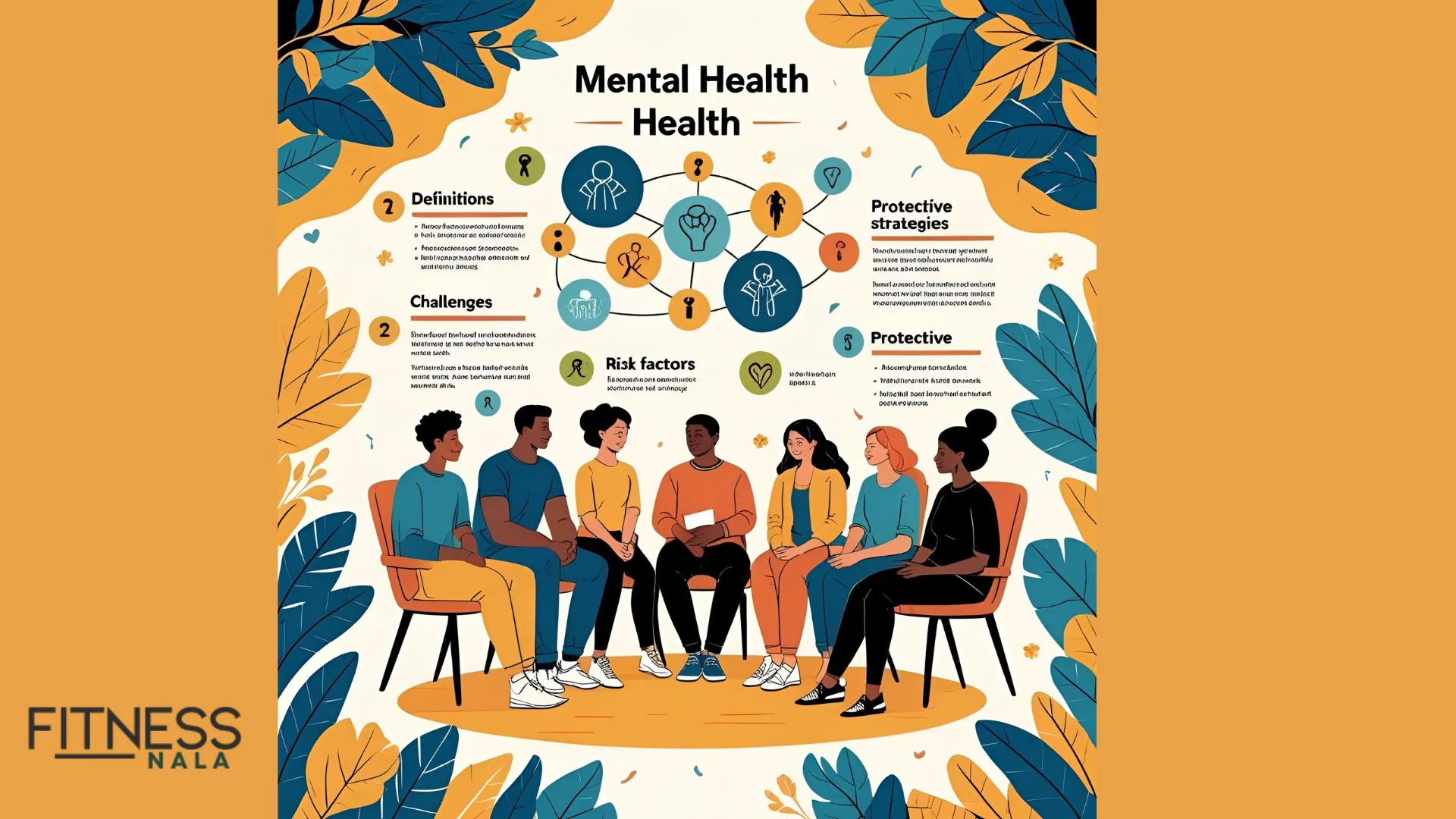 A diverse group of people engaging in a community wellness event, symbolizing collective mental health support